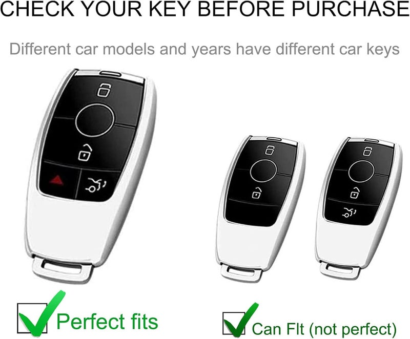 CACARLIKE for Mercedes Benz Key Fob Cover with Leather Lanyard, Key Fob Case Compatible with Mercedes Benz 2017-2021 E-Class 2018-2021 S-Class A C-Class G-Class Smart Key Protector Holder - Image 2